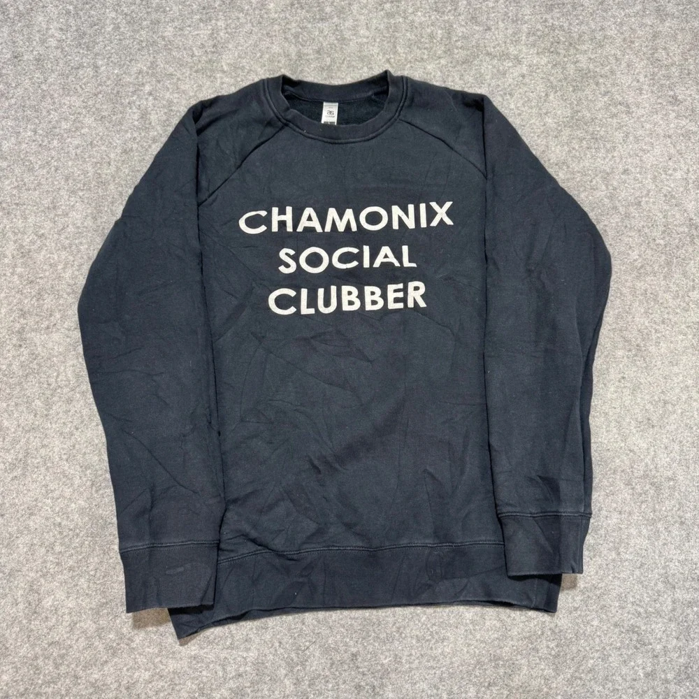 AS Colour Chamonix Social Clubber Sweatshirt Mens Large Black Raglan Crewneck